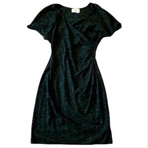 Vintage beaded Carmen Marc Valvo stunning little black dress- black dress large
